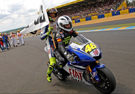 Valentino Rossi And Angel Nieto Celebrate 90th Win