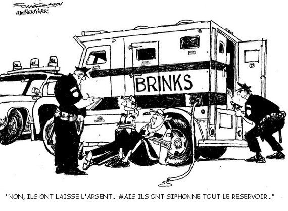 Braquage de la brinks pour siphonner le réservoir