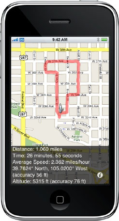 Aperçu d'un parcours Path Track sur l iPhone