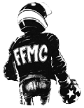 Dessin d'un motard en colère portant un cuir FFMC