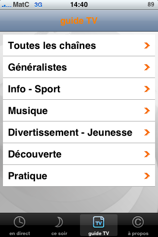 Capture d'écran n°08 de l'application TV d'Orange pour iPhone Apple