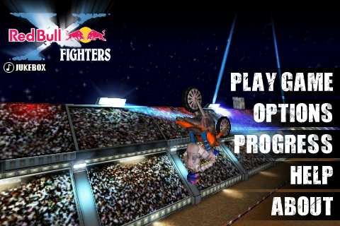 Écran d'accueil du jeu Red Bull FMX X-Fighters sur iPhone