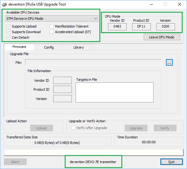 dFuSe USB Upgrade : Radio détectée