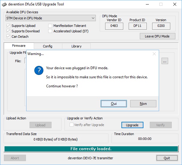 dFuSe USB Upgrade 04 : flash warning