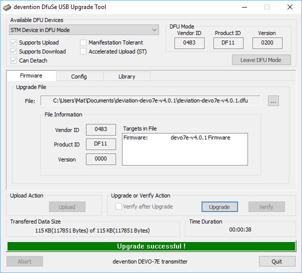 dFuSe USB Upgrade 07 : firmware flashé