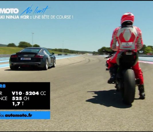 1000 mètres départ arrêté, Kawasaki Ninja H2R VS Audi R8 V10