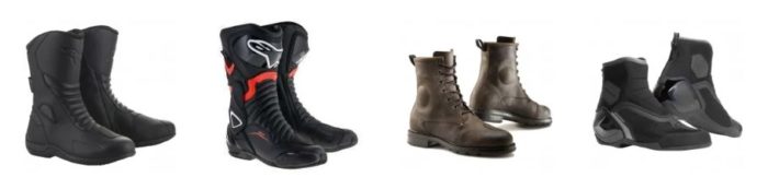 différentes chaussures bottes moto