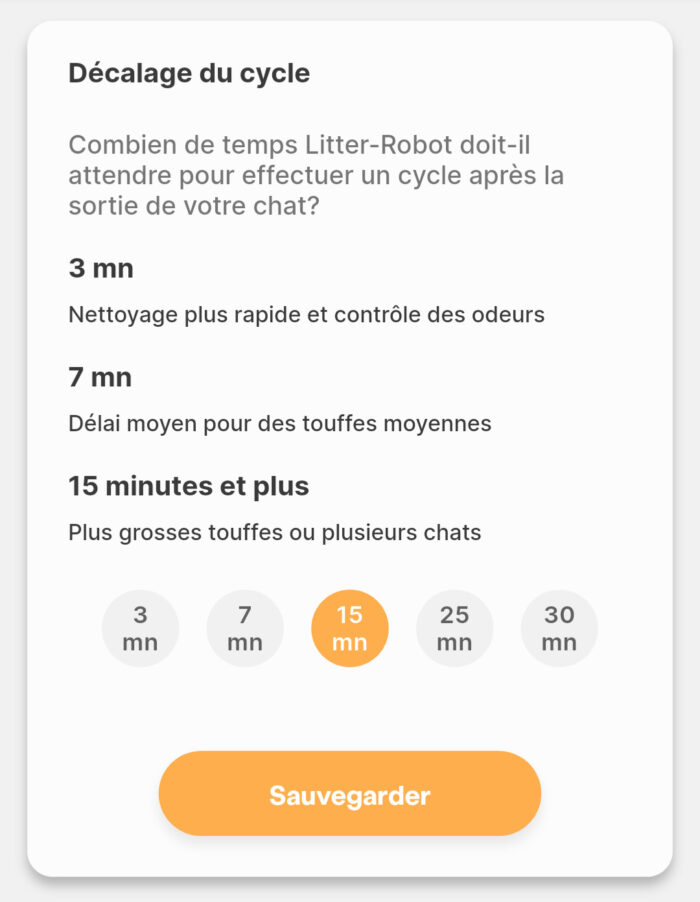 décalage du cycle de nettoyage