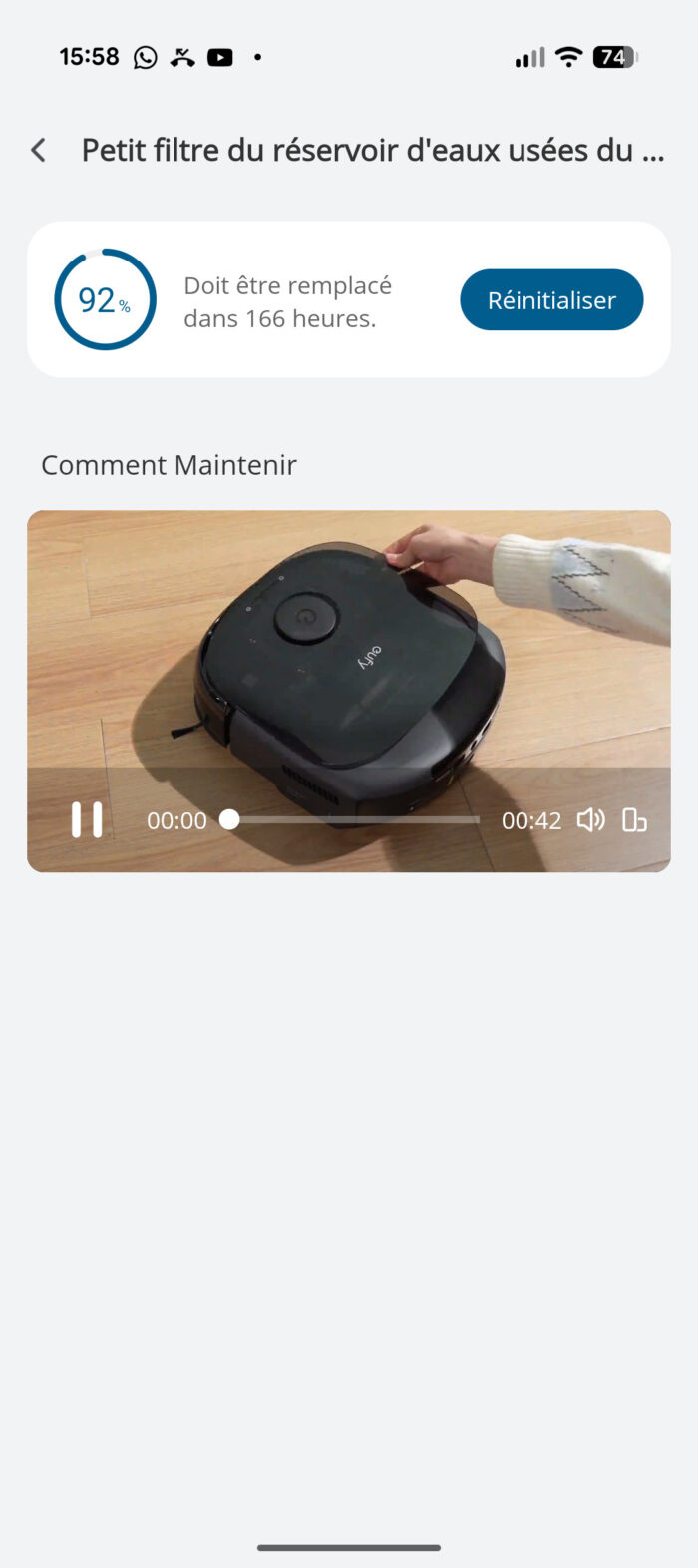 comment changer le réservoir d'eaux usées eufy