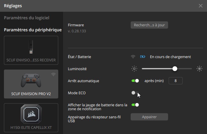 Corsair SCUF Envision économie d'énergie