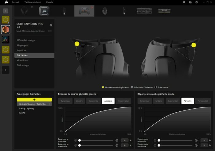 réglages des gachettes