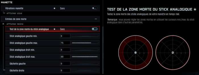 réglages zones mortes call of duty