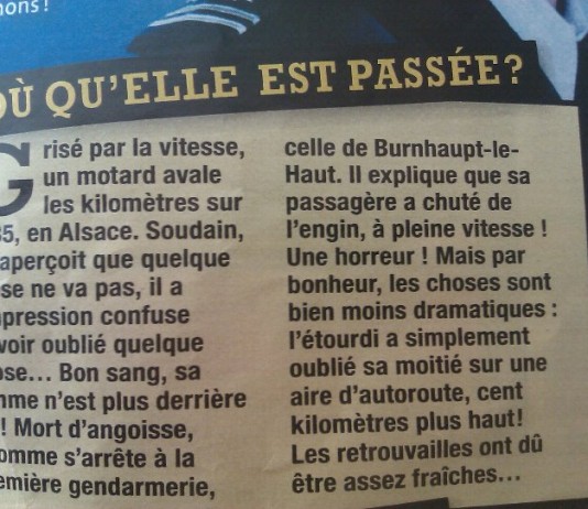 Un motard perd sa passagère